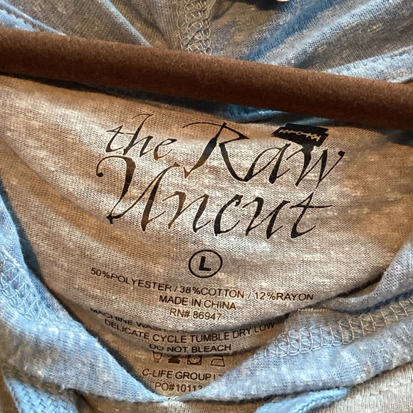 1628. Men’s Blue & Turquoise Jersey Hoodie Shirt VGUC Size Large - Picture 2 of 2